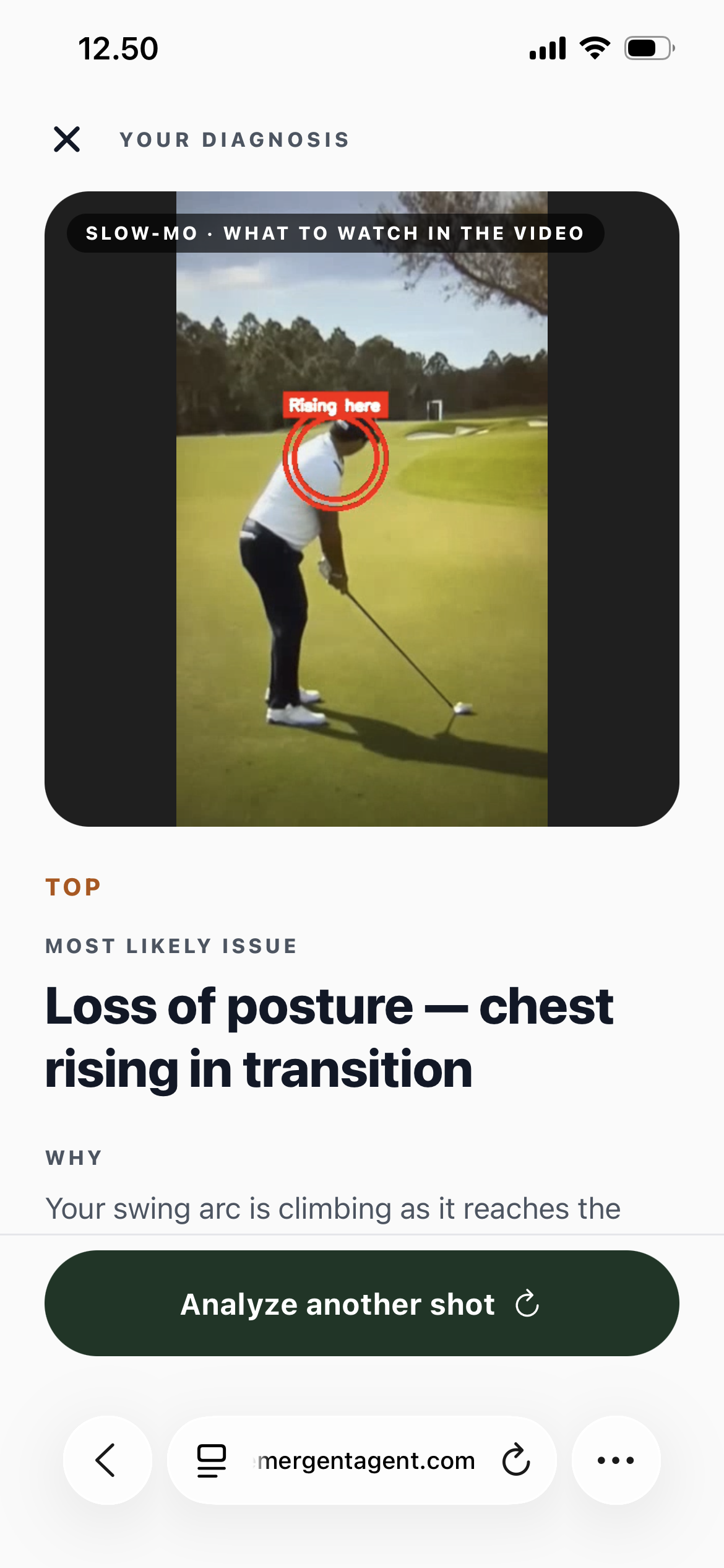 AI diagnosis with slow-mo video and posture issue
